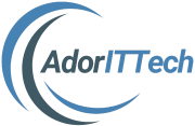 Adorittech wide logo #0066BF #3F5965